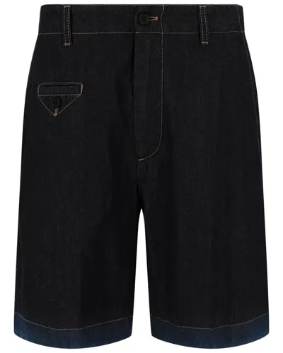 Alexander Mcqueen Denim Blue Shorts In Black