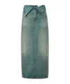 Alexander Mcqueen Paneled Denim Midi Skirt In Green