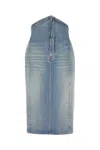 Alexander Mcqueen Alexander Mc Queen Denim Long Skirt In Indigo Stonewashed