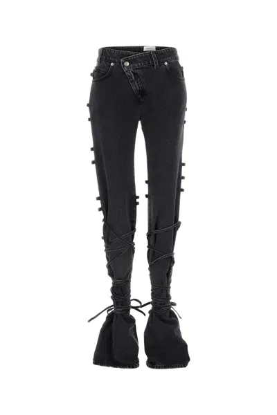 Alexander Mcqueen Jeans With Knotted Detail In Cotton Denim In Multi
