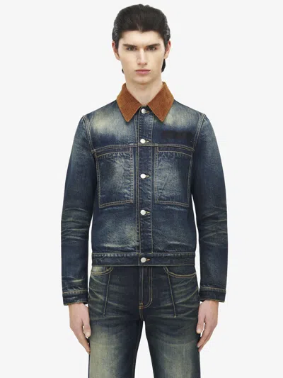 Alexander Mcqueen Denim Trucker Jacket In Blue
