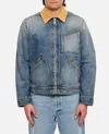 Alexander Mcqueen Denim Jacket With Suede Collar In Blue