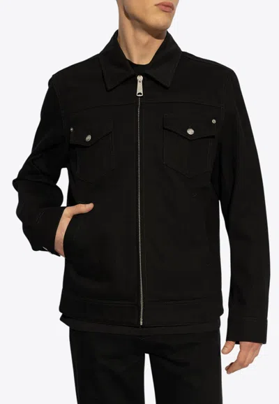 Alexander Mcqueen Denim Zip-up Jacket In Black