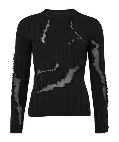 Alexander Mcqueen Destryed Long Sleeve Jumper In Black