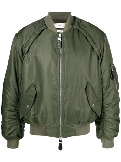 ALEXANDER MCQUEEN DETACHABLE-SLEEVE RUCHED BOMBER JACKET