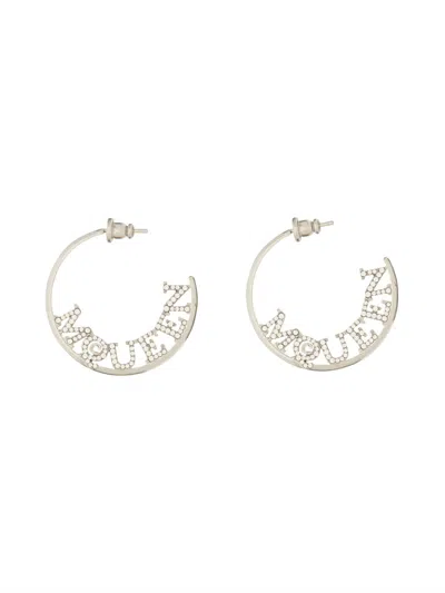 Alexander Mcqueen Diamond-embellished Hoop Earrings In Gray