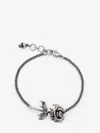 Alexander Mcqueen Chain Link Rose Bracelet With Adjustable Length In Antique Silver