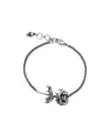Alexander Mcqueen Chain Link Rose Bracelet With Adjustable Length In Gray