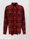 Alexander Mcqueen Distressed Tartan Overshirt Jackets Red In Red