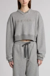 Alexander Mcqueen Alexander Mc Queen Logo Cotton Cropped Sweatshirt In Grey Melange