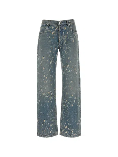 Alexander Mcqueen Distressed Five-pocket Jeans In Blue
