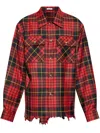 Alexander Mcqueen Distressed Tartan Overshirt Jackets Red In Red