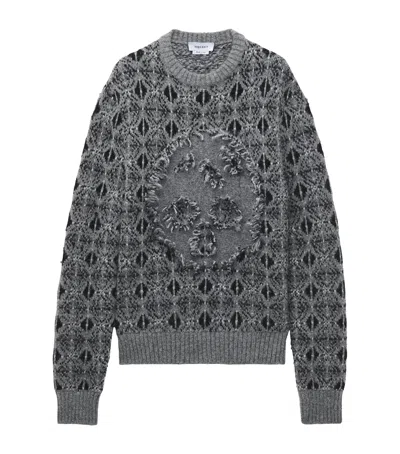 Alexander Mcqueen Distressed Skull Fair Isle Sweater In Black