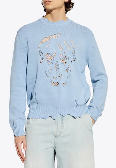Alexander Mcqueen Distressed Skull Long-sleeved Sweater