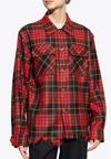 Alexander Mcqueen Distressed Tartan Overshirt Jackets Red