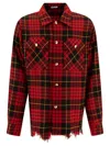 Alexander Mcqueen Distressed Tartan Overshirt Jackets Red
