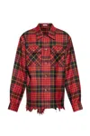 Alexander Mcqueen Distressed Tartan Overshirt Jackets Red In Red