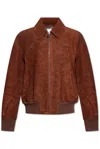 Alexander Mcqueen Distressed Zip-up Bomber Jacket In Brown