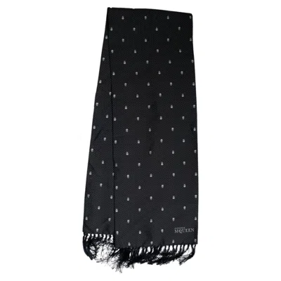 Pre-owned Alexander Mcqueen , Dotted Skull Tuxedo Scarf In Black
