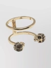 ALEXANDER MCQUEEN DOUBLE BAND SKULL RING WITH SWAROVSKI DETAILING