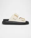 Alexander Mcqueen Double Band Slide Sandals In Neutral