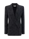 Alexander Mcqueen Pinstripe Tailored Jacket With Double-breasted Front In Black/ivory
