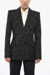 Alexander Mcqueen Pinstripe Tailored Jacket With Double-breasted Front In Black