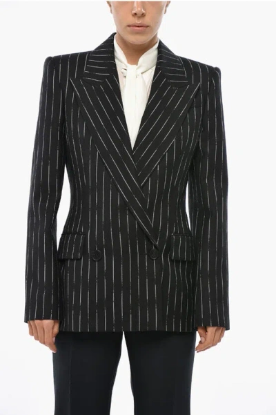 ALEXANDER MCQUEEN DOUBLE-BREASTED BLAZER WITH PINSTRIPED MOTIF