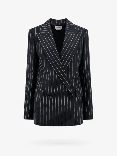 Alexander Mcqueen Double-breasted Broken Pinstripe Blazer