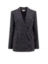 Alexander Mcqueen Pinstripe Tailored Jacket With Double-breasted Front In Black