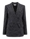 Alexander Mcqueen Pinstripe Tailored Jacket With Double-breasted Front In Negro