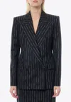 Alexander Mcqueen Pinstripe Tailored Jacket With Double-breasted Front In Black