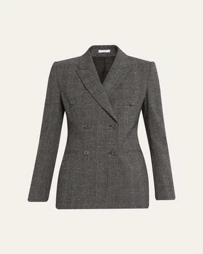 Alexander Mcqueen Double-breasted Check Wool Tailored Jacket In Gray