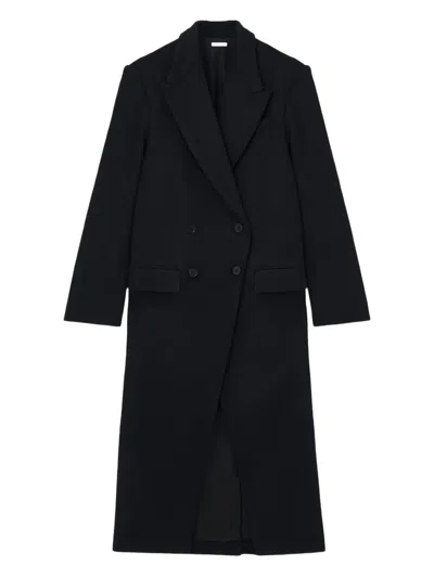 Alexander Mcqueen Double-breasted Flap-pocket Coat In Black