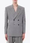 Alexander Mcqueen Double-breasted Houndstooth Wool Blazer In Gray