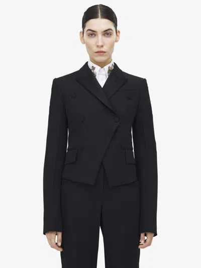 Alexander Mcqueen Double-breasted Jacket In Black