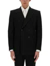Alexander Mcqueen Double-breasted Tailored Jacket Structured Shoulders In Black