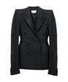 Alexander Mcqueen Double-breasted Jacket With Voluminous Shoulders In Black