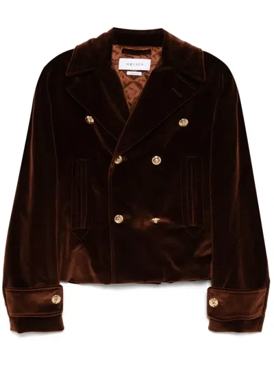 Alexander Mcqueen Double-breasted Jacket In Brown