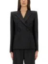 Alexander Mcqueen Women's Doublebreasted Jacket With Voluminous Shoulders In Black
