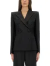 Alexander Mcqueen Women's Doublebreasted Jacket With Voluminous Shoulders In Black