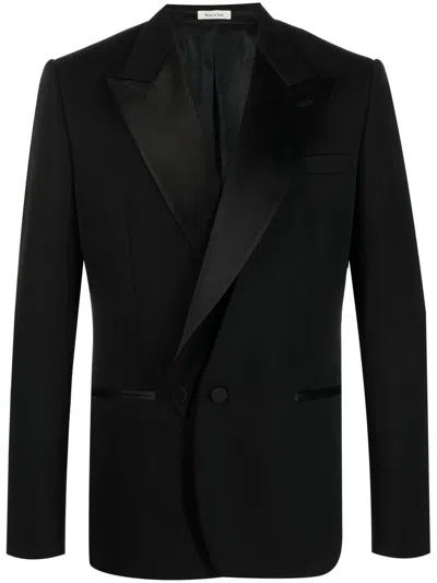 Alexander Mcqueen Double-breasted Tuxedo Blazer In Black