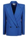 Alexander Mcqueen Double-breasted Structured Jacket With Wide Lapels In Blue
