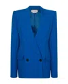 Alexander Mcqueen Double-breasted Structured Jacket With Wide Lapels In Blue