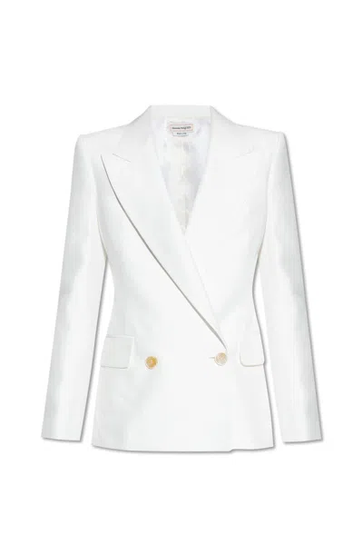 Alexander Mcqueen Double-breasted Tailored Blazer In White