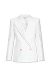 Alexander Mcqueen Oversized-shoulder Wool Suit Jacket In Opticalwhite