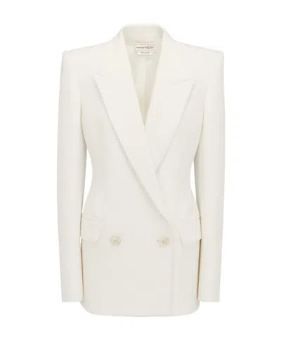 Alexander Mcqueen Double-breasted Tailored Blazer In White
