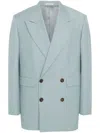 Alexander Mcqueen Double-breasted Wool Mohair Jacket In Blue