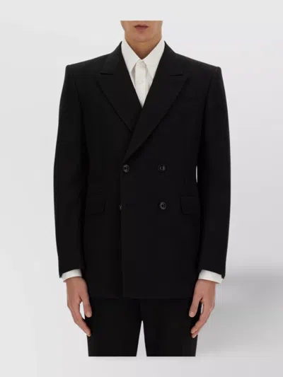 Alexander Mcqueen Double-breasted Tailored Jacket Structured Shoulders In Black