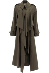 Alexander Mcqueen Double-breasted Trench Coat With Draped In Brown